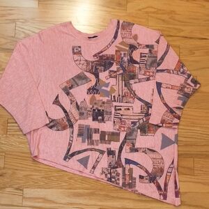 INOAH, Wearable Art Pink Graphic Top, Tunic Size XL/XXL (EUC)